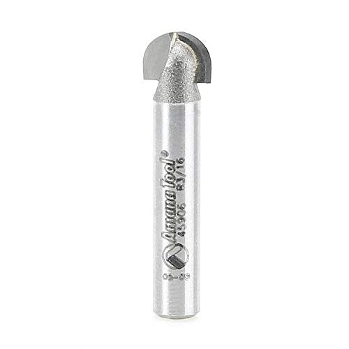 Amana Tool - 45906 Carbide Tipped Core Box 3/16 Radius x 3/8 Dia x 1/4 Shank