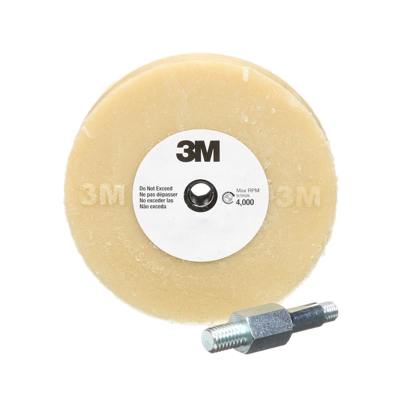 3M Stripe Off Wheel Adhesive Remover Eraser Wheel Removes Decals, Stripes, Vinyl, Tapes and Graphics 4” diameter x 5/8” thick 3/8-16 threaded mandrel 07498 Pack of 1 4 in x 5/8 in (Pack of 1)