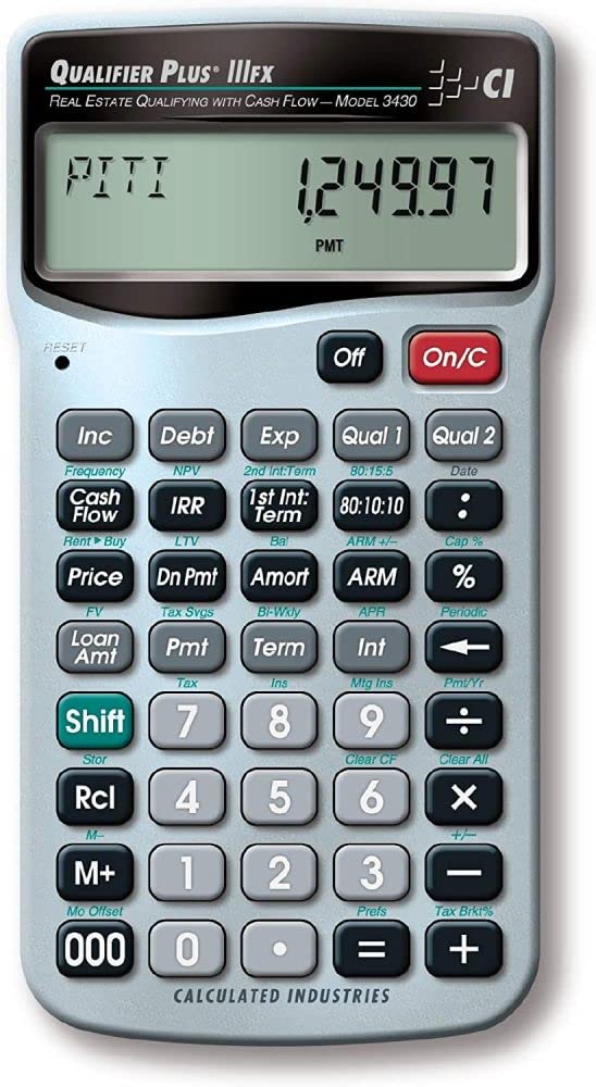 Calculated Industries 3430 Qualifier Plus IIIfx Advanced Real Estate Mortgage Finance Calculator | Clearly-Labeled Keys | Buyer Pre-Qualifying | Payments, Amortizations, ARMs, Combos, FHA/VA, More