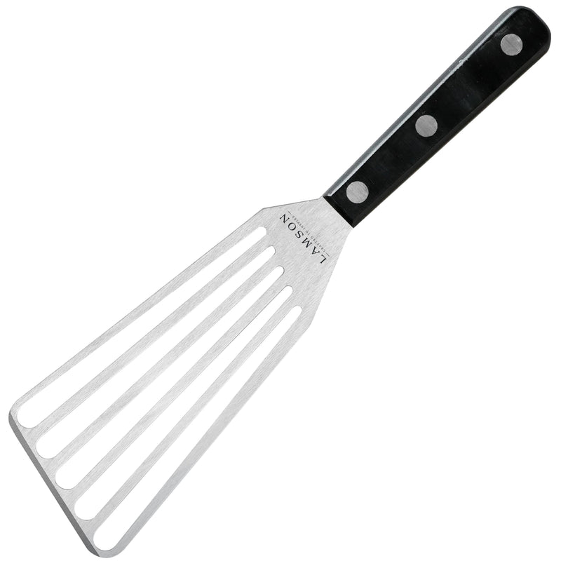 Lamson 3" x 6" Chef's Slotted Turner with Ultra Durable Handle - Left Hand Black