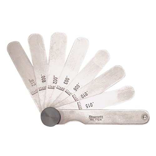 Starrett Tempered Steel Thickness Gage, 1/2" x3-1/32 Size, 9 Leaves