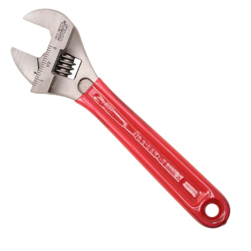 KLEIN TOOLS D507-8 Adjustable Wrench, Extra Capacity Jaw Forged Drive Wrench with High Polish Chrome Finish, 8-Inch Dipped Handle, 8-Inch