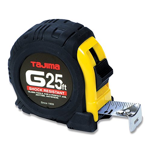 TAJIMA Tape Measure - 25 ft x 1 inch G-Series Measuring Tape with Shock Resistant Case & Acrylic Coated Blade - G-25BW 7.6 m