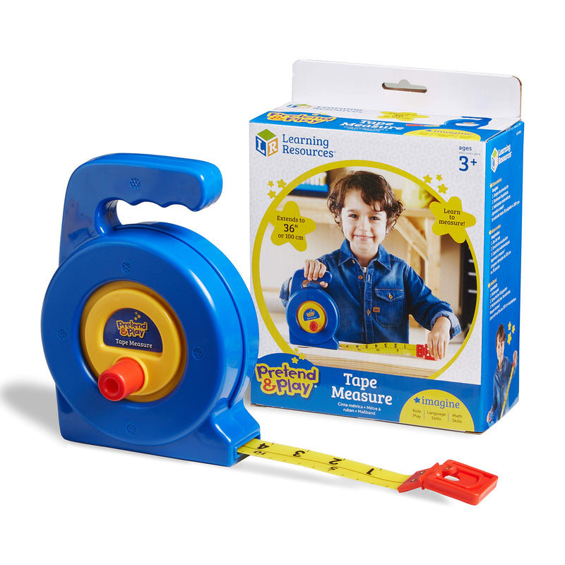 Learning Resources Pretend Play 3" Long Tape Measure - Kids Construction Toys, Preschool Activities, Pretend Play For Toddlers , Height Measurement Counting Tool, Fine Motor Skills, Homeschool Tape Measure, 3 Feet