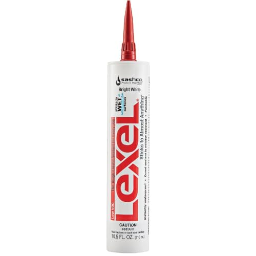 Sashco 13030 10.5oz Sashco Sealants White Lexel Adhesive Caulk, 10.5-Ounce 1 Pack 10.5 oz.