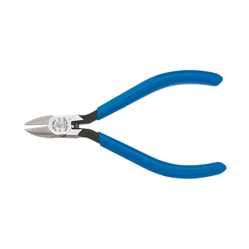 Klein Tools D257-4C Pliers, Diagonal Cutting Midget Electronics Pliers with Short Jaws and Beveled Cutting Edges, 4-Inch Spring Loaded