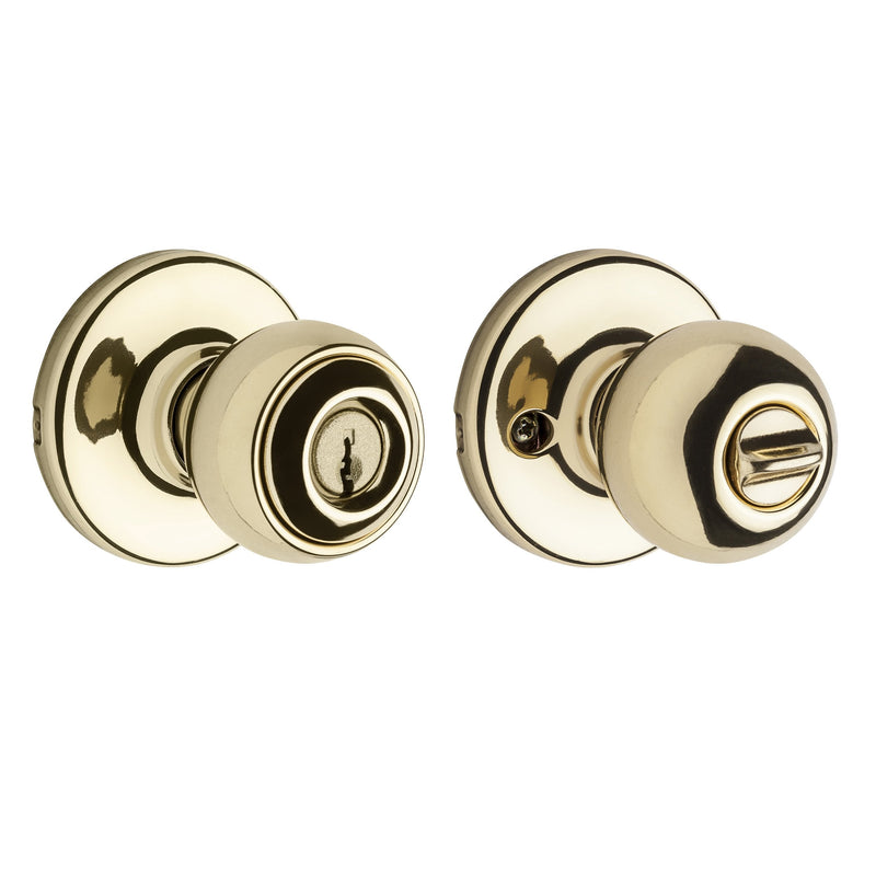 Kwikset 400P 3 CP Polo Entry Knob, Polished Brass