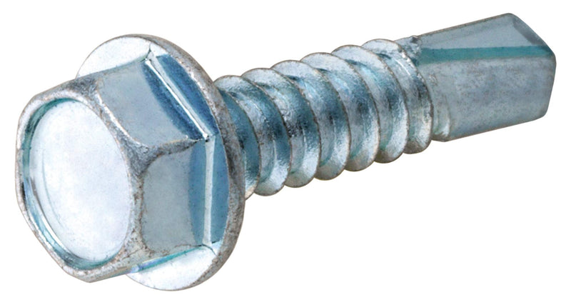 The Hillman Group Zinc Hex Washer Head Self Drilling Screws 1/4'-14 x 1' 1/4"-14 x 1" 100 Pieces