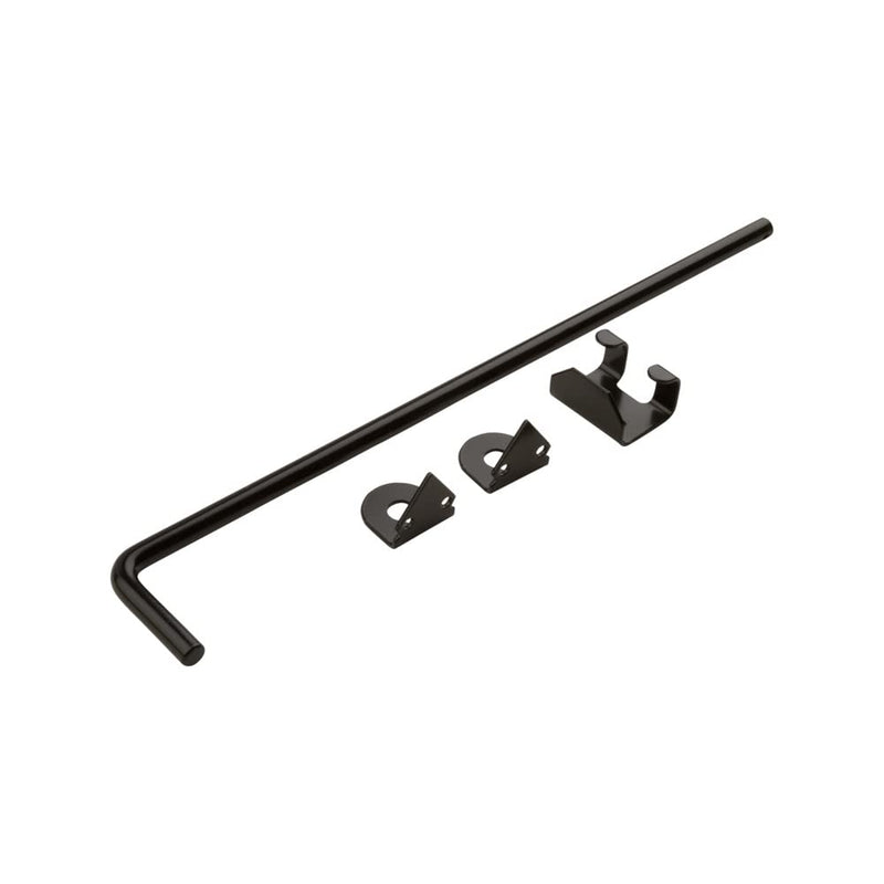 National Hardware V835 Cane Bolt Door Latch 1/2 in x 18 in Black Steel Gate Hardware for Heavy Wood Gates and Doors with Variable Bolt Throw Vertical Horizontal