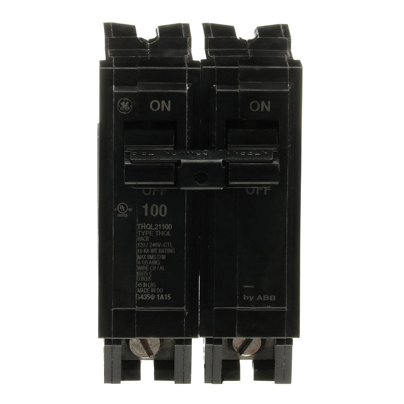 ABB Q-Line THQL21100 100A Double Pole Circuit Breaker • 100 Amp Double Pole 120/240 VAC Breaker • 2-Pole Standard Circuit Breaker • Electrical Safety Switch • Plug-in Mount Type
