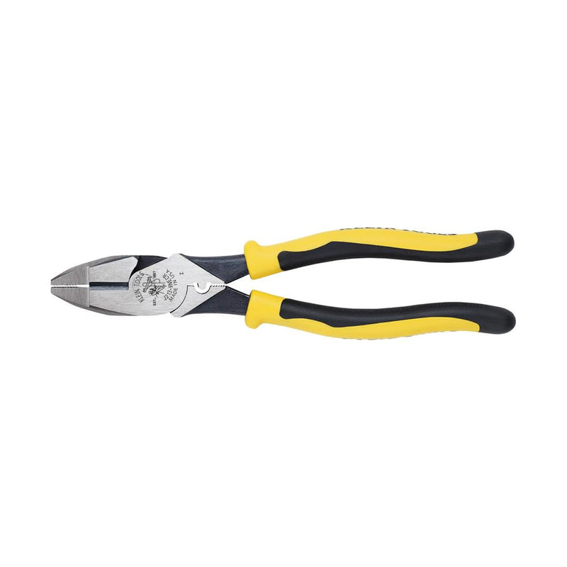 Klein Tools J213-9NECR Journeyman Pliers Connector Crimp Side, Made in USA, With High-Leverage Design Featuring Crimping Die Behind Hinge, 9-Inch With Crimping