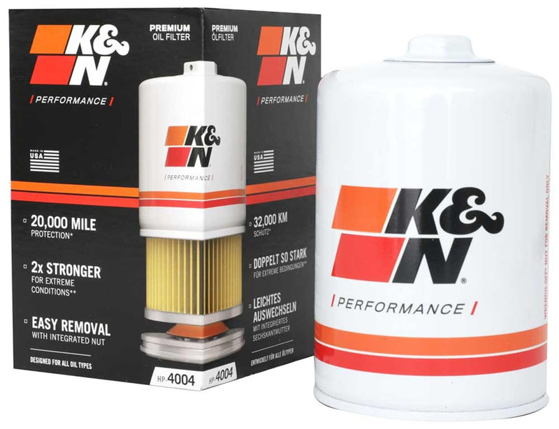 K&N Premium Oil Filter: 20,000 Mile Engine Protection with Wrench Off Nut: Compatible with Select 1972-1994 PORSCHE (911, 930, 911 Carrera), HP-4004