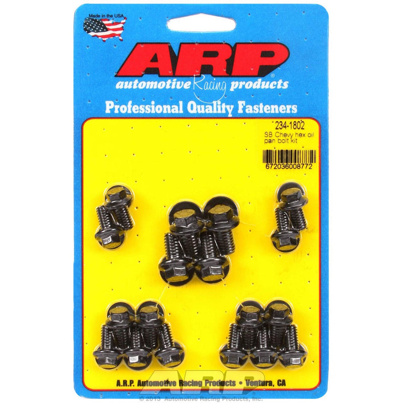 ARP 2341802 Oil Pan Hex Bolt Kit, Black Chrome Moly Steel, For Select Chevrolet Small Block Applications