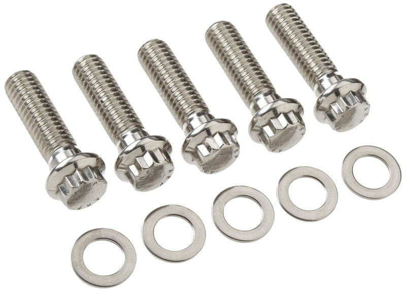 ARP 614-1500 Bolt, 7/16-14 in Thread, 1.5 in Long, 1/2 in 12 Point Head, Stainless, Polished, Universal, Set of 5