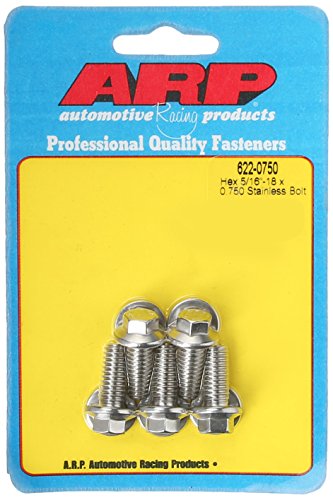 ARP 6220750 5-Pack Of Stainless Steel Hex Bolts, Size 5/16-18, 0.750 Under Head Length