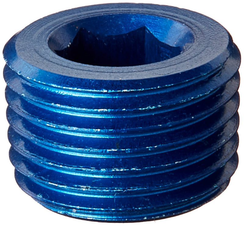 Aeroquip FCM3685 Blue Anodized Aluminum 1/8" NPT Allen Head Pipe Plugs - Pack of 2