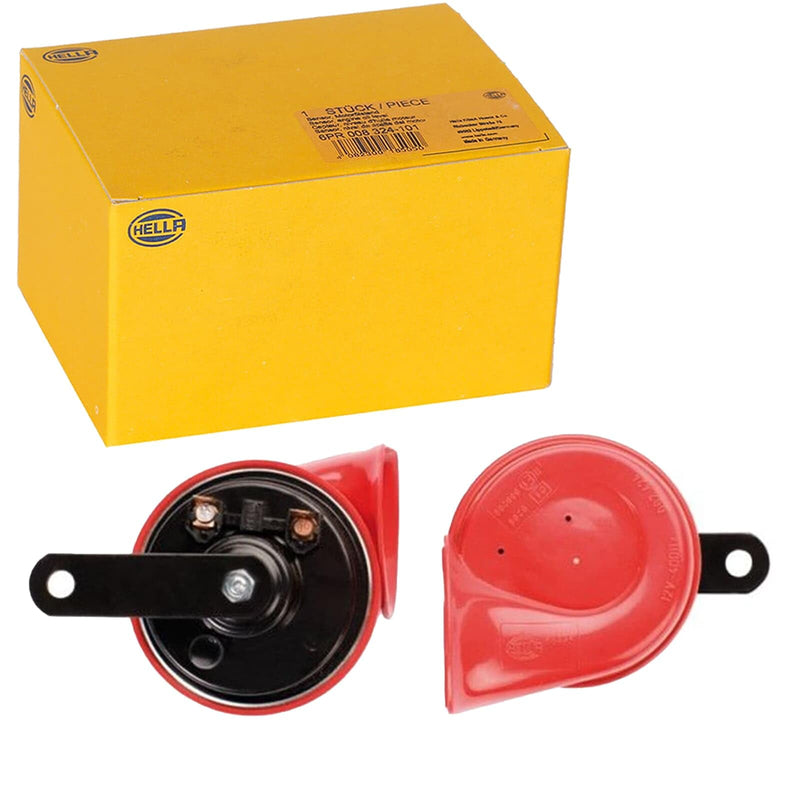 HELLA 007424801 Twin Trumpet High/Low Tone 12V Horn Kit with Bracket, Red Universal / High & Low Kit