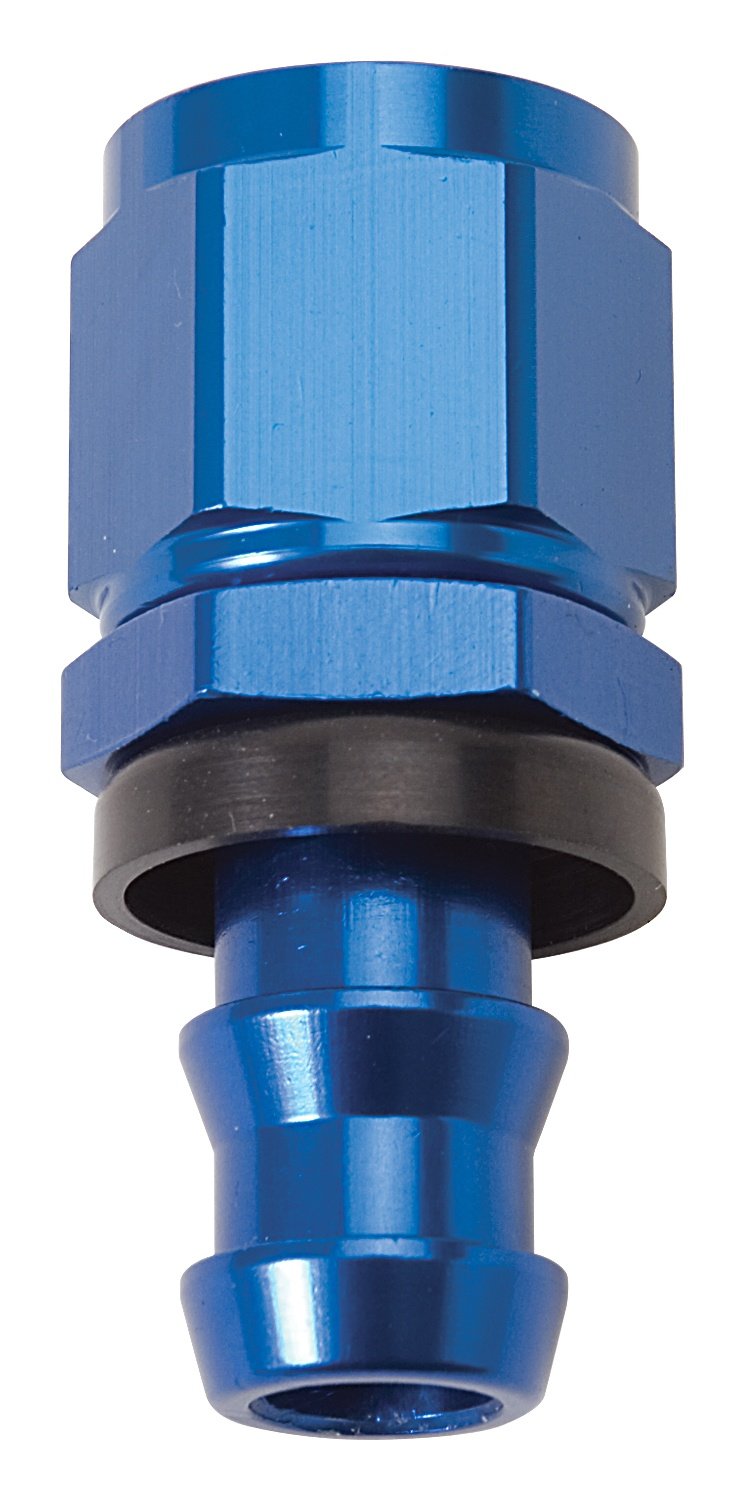 Edelbrock 624010 Twist-Lok Red/Blue Anodized Aluminum -6AN Straight Hose End 1 Count (Pack of 1)