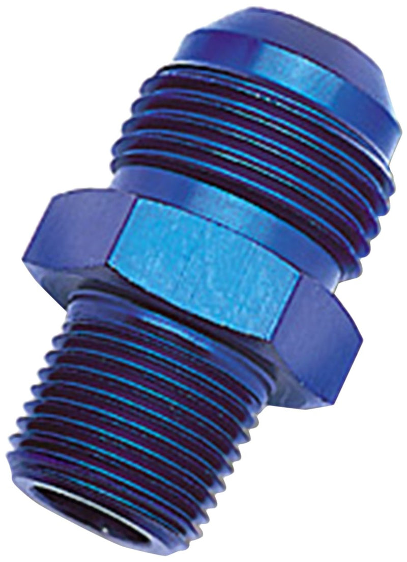 Edelbrock 660450 Blue Anodized Aluminum -6AN Flare to Pipe Straight Adapter 1 Count (Pack of 1)
