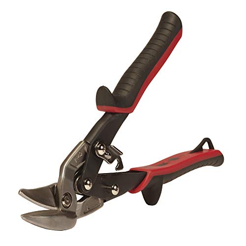 Malco AV6 Offset Aviation Snips (Left Cut - Red Grip) – Power-Fit Ergonomic Grips, 18 Ga Capacity, Compound Action Sheet Metal Shears, Non-Slip Grip, Forged Steel Blades