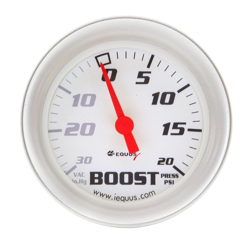 Equus 8457 2-5/8" Vacuum/Boost Gauge, White with Aluminum Bezel