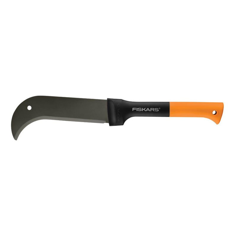 Fiskars Brush Axe with 10" Curved Blade and Safety Sheath, 19" Handle Machete for Cutting Tree Branches, Ideal for Camping, Hunting, and Bushcraft, Yard Work & Garden Tools, Black/Orange
