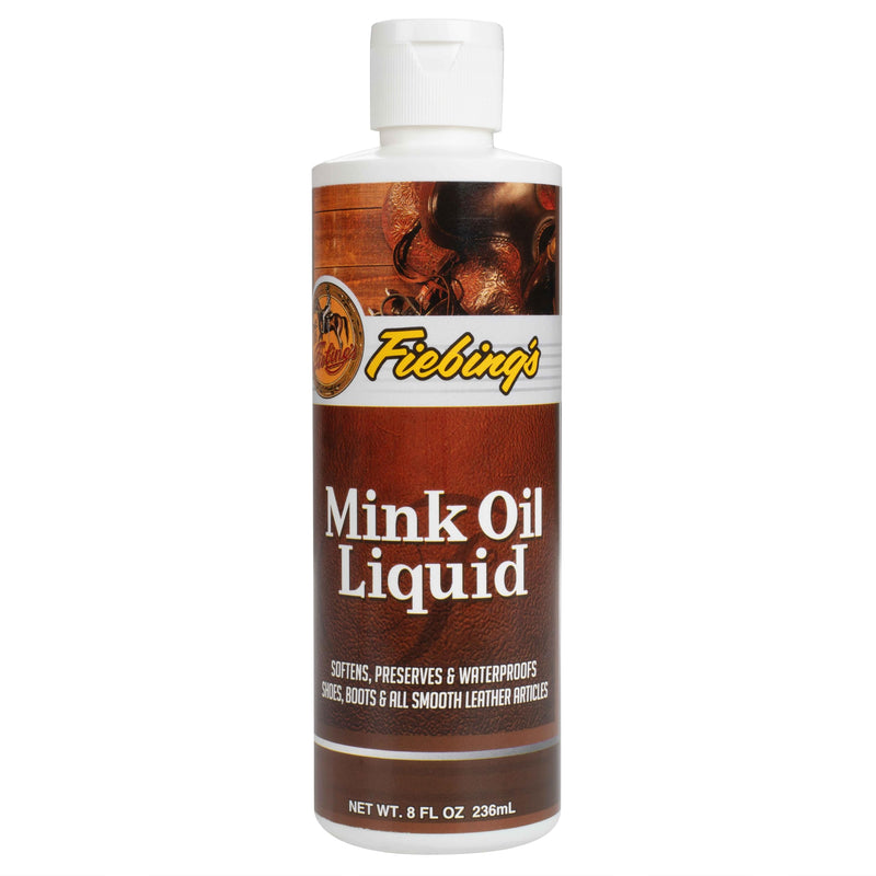 Fiebing's Liquid Mink Oil for Leather Boots (8 fl oz) - Leather Cleaner & Conditioner - Waterproof, Preserve, Soften All Smooth Leathercraft & Vinyl - Prevents Salt Stains - Use On Couch, Shoe, Purse 8 oz