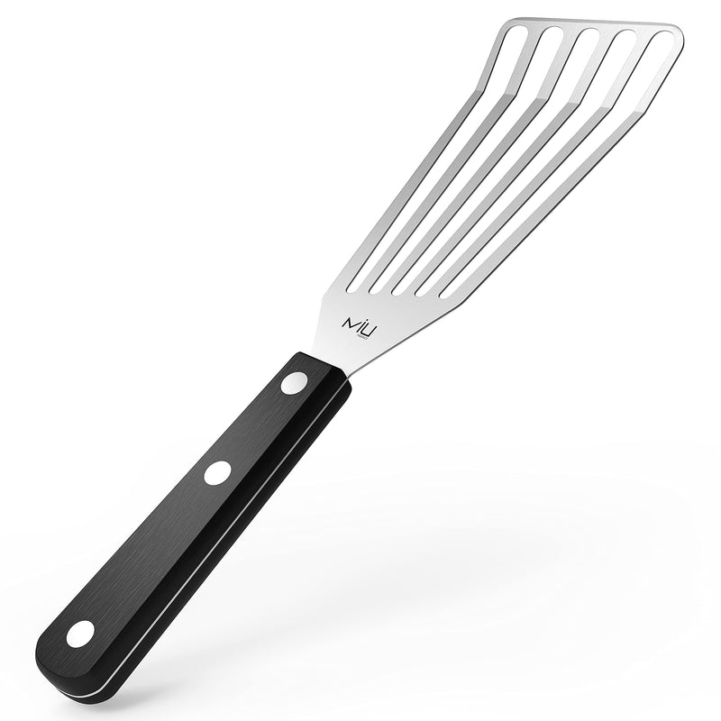 MIU Fish Spatula Stainless Steel, Flexible, Polished Metal, Corrosion Resistant, Kitchen Slotted Turner [Upgraded Version] 11 inch Silver
