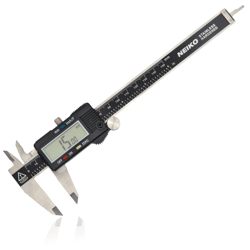 NEIKO 01407A Electronic Digital Caliper Measuring Tool, 0 - 6 Inches Stainless Steel Construction with Large LCD Screen Quick Change Button for Inch Fraction Millimeter Conversions, Digital Caliper Measuring Tool 6 Inch