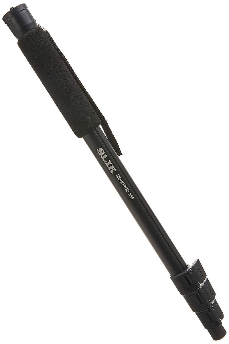 SLIK Monopod 350 Black Anodized Aluminum Construction 62" Tall (618-350) - Folds Down to 20", Weighs 11oz, Supports 11lbs, Soft Foam Wrapped Grip, Lever Locks