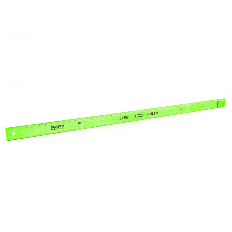 Mayes 10744 Polystyrene Level Ruler 48", Precision Measuring and Leveling Tool, Plumb and Level Vials with SAE and Center-Finding Scale, for Framing, Hanging, 4ft Level Made in the USA 48 Inch