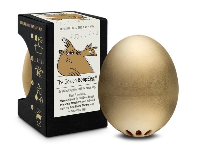 The Golden BeepEgg – Egg Timer for Boiling Eggs – Musical Egg Cooker for Soft, Medium, Hard Boiled Eggs – Food Safe – Singing Floating Egg Timer – Egg Cooker for 3 Levels of Doneness - Brainstream Yellow