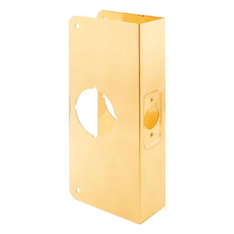Prime-Line U 9541 Brass Lock and Door Reinforcement Plate, Single Pack | For 1-3/4 In. Thick Doors, Brass Finish