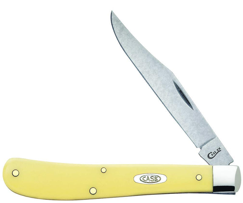 Case WR XX Pocket Knife Yellow Synthetic Slimline Trapper Cv Item #031 - (31048 Cv) - Length Closed: 4 1/8 Inches Yellow CV Chrome Vanadium