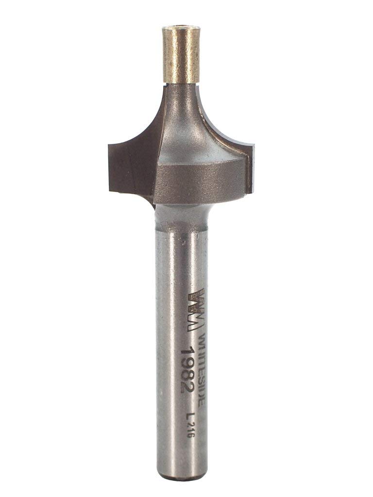 Whiteside Router Bits 1982 Round Over Bit with Small Pilot 1/4-Inch Radius, 5/8-Inch Large Diameter and 1/2-Inch Cutting Length