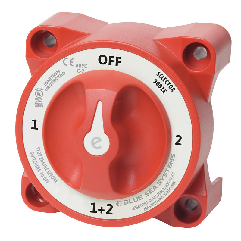 Blue Sea Systems e-Series Battery Switch Selector 4 Position, 32V DC, 325A Red, 9001e Selector 4 Pos.