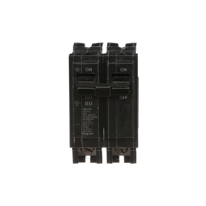 Connecticut Electric THQL2180 Ge Type Thql Q-Line Standard Circuit Breaker, 120/240 Vac, 80 A, 2 P, 10 Ka, Amp