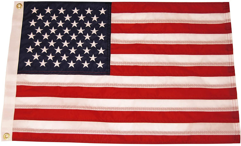 Taylor Made Sewn American Flag for Boats, 12" x 18", Marine-Grade Nylon, Fade Resistant, Brass Grommets, Embroidered Stars and Stripes, Flag only - 2020109194