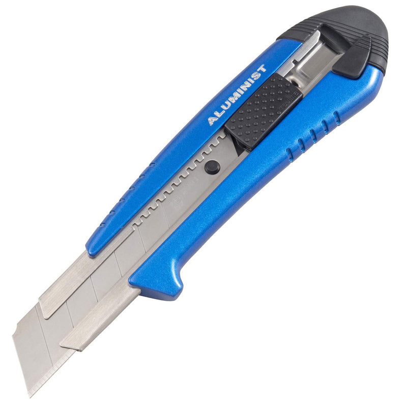 TAJIMA Utility Knife - 1" 7-Point Rock Hard Magazine Snap Blade Box Cutter with Auto Lock & 3 Rock Hard Blades - AC-700B Blue (Auto-lock)
