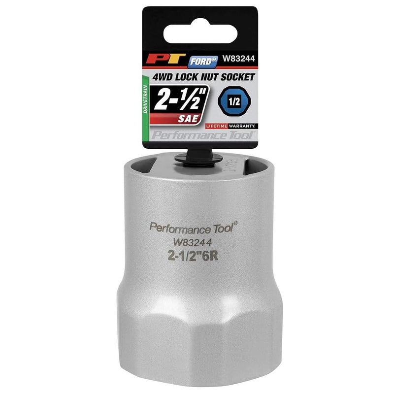 Performance Tool W83244 1/2 Drive Rounded Lock Nut Socket, 2-1/2-Inch used on Ford F-150 and Full Size Bronco With Automatic Hubs