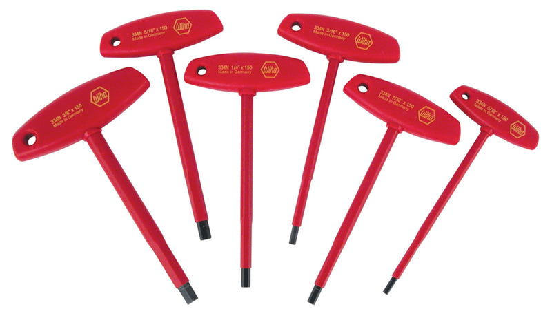 Wiha 33490 T-Handle Hex Driver Set, Inch, 1000 Volt, 6 Piece Wrench