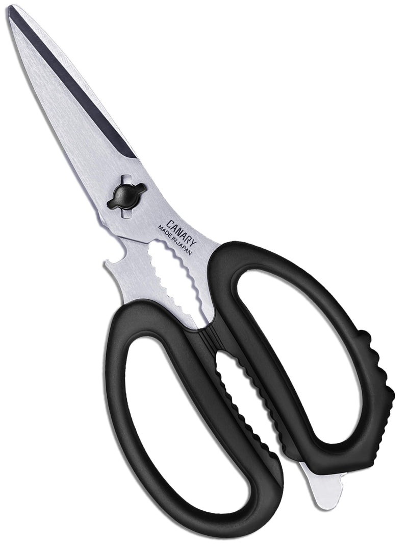 CANARY Japanese Kitchen Scissors Heavy Duty 8.2", Made in JAPAN, Dishwasher Safe Come Apart Blade, Multipurpose Kitchen Scissors, Sharp Serrated Japanese Stainless Steel, Black 8.2" Heavy-Duty (Black)