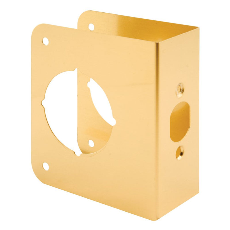 Prime-Line U 9558 Brass Lock and Door Reinforcement Plate for 1-3/4 In. Thick Doors, Brass Finish (Single Pack)