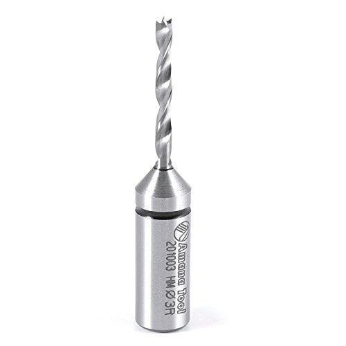 Amana Tool - 201003 Solid Carbide Cutting Edge Brad Pt. Boring Bit R/H 3mm Dia x 57mm Lo