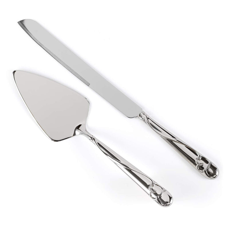 Hortense B. Hewitt Wedding Silverplated Cake and Knife Serving Set, Graceful Heart