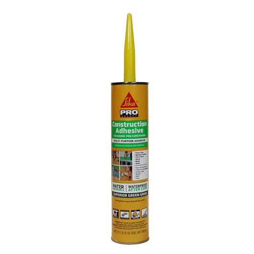 SikaBond Construction Adhesive, Gray, Advanced Polyurethane for Outdoor. Water immersible & Waterproof, 10 fl.oz 10.1 Fl Oz (Pack of 1)
