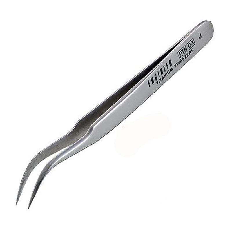 ENGINEER 120mm Titanium Curved Tip Tweezers (J) Made in Japan, Anti-magnetic, Rust-proof, Lightweight. PTN-03 Bent Type: 4.7 inches (120 mm)