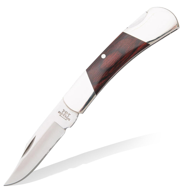 Bear & Son Small Folding Pocket Knife – 2.25" Clip Point Blade 440 Stainless Steel | EDC Knife with Rosewood Handle & Nickel Silver Bolsters | Manual Lockback for Everyday Carry, Camping & Outdoor Use