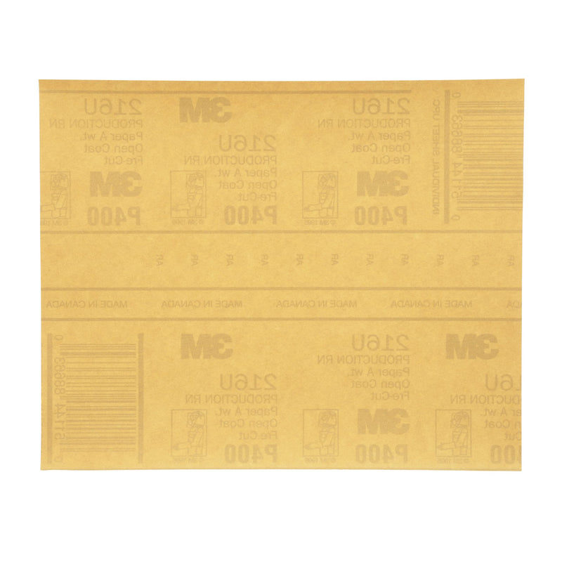 3M Gold Abrasive Sheet 216U, 02539, P400 Grade, 9 in x 11 in, 50 sheets, Automotive Abrasive Sheets 11in x 9in