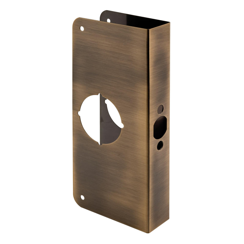 Prime-Line U 9568 Brass Lock and Door Reinforcement Plate for 1-3/8 In. Thick Doors, Antique Brass Finish (Single Pack) 1-3/8"